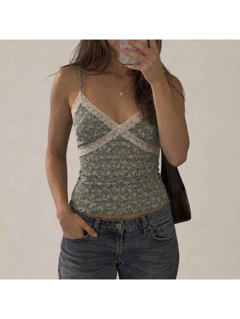 Wild Love Floral Lace Cami Top – Size Large